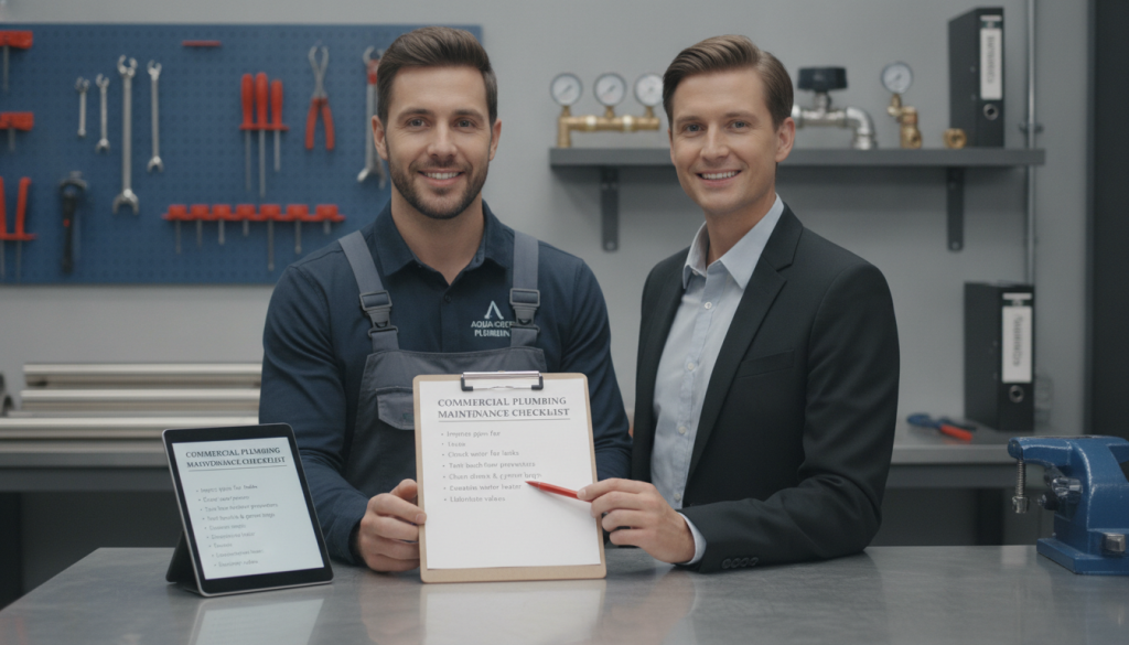Commercial plumbing maintenance checklist visual for property managers in Land O Lakes