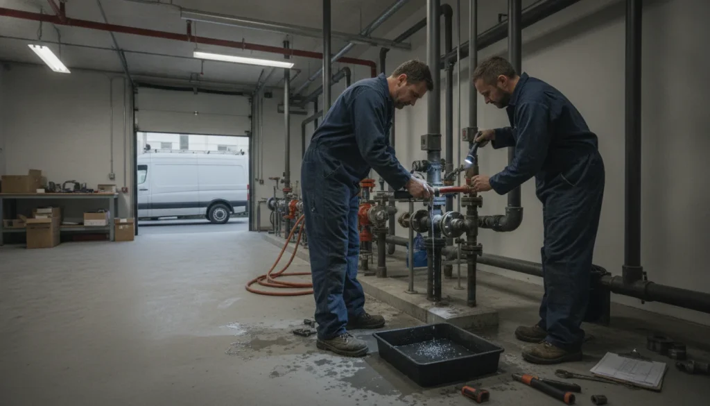 After-hours commercial plumber in a clean, modern setting for Plumbing Land O Lakes in Land O Lakes